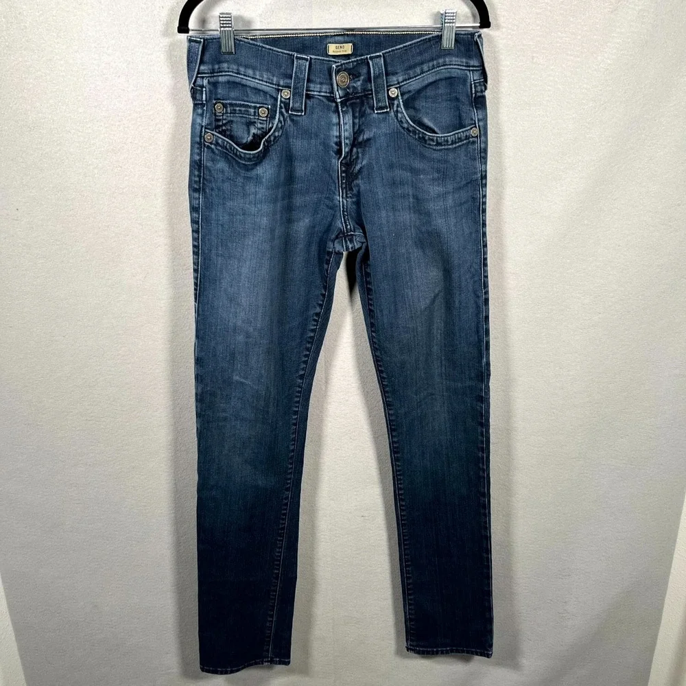 True Religion Geno Jeans Men 30 Blue Denim Medium Wash Relaxed Slim Straight Leg